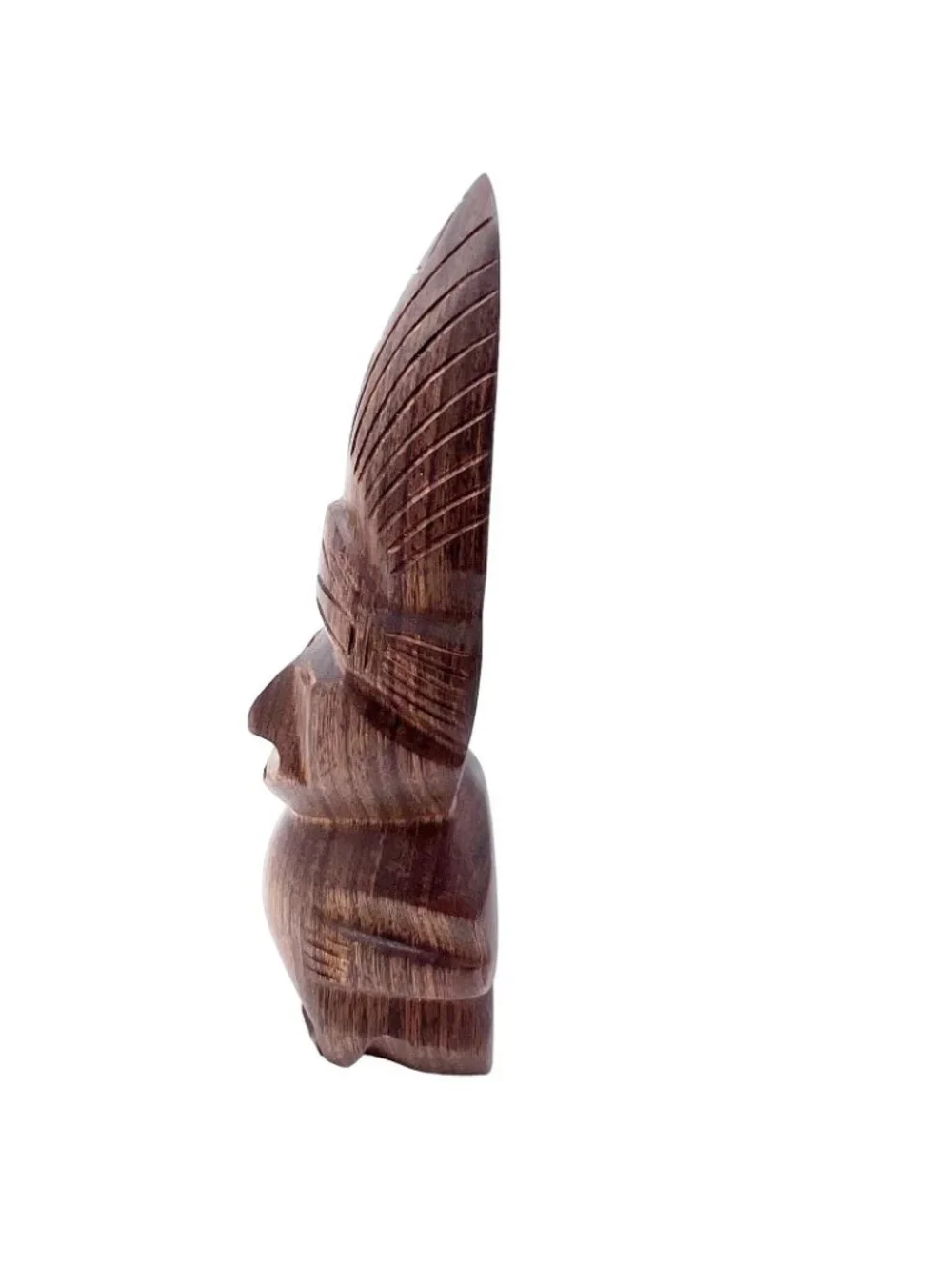 Wooden Figurine 8 Inches Tall Rich Brown Finish Unique Cultural Decor Piece